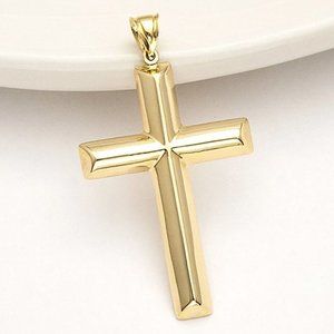 Real Gold Cross Pendant, High Quality Authentic 10K Gold Cross Stamped 10K